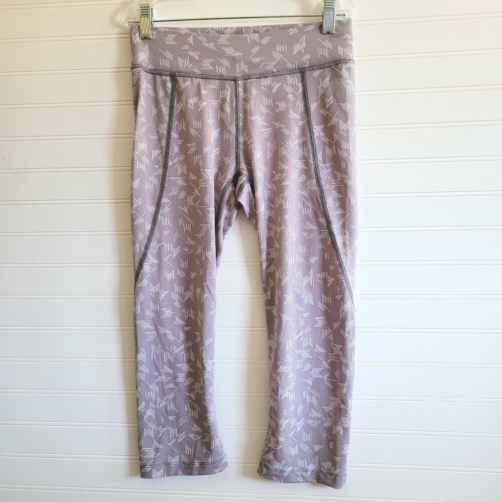 North Face Leggings Womens Size Small Grey White Print Capri Activewear